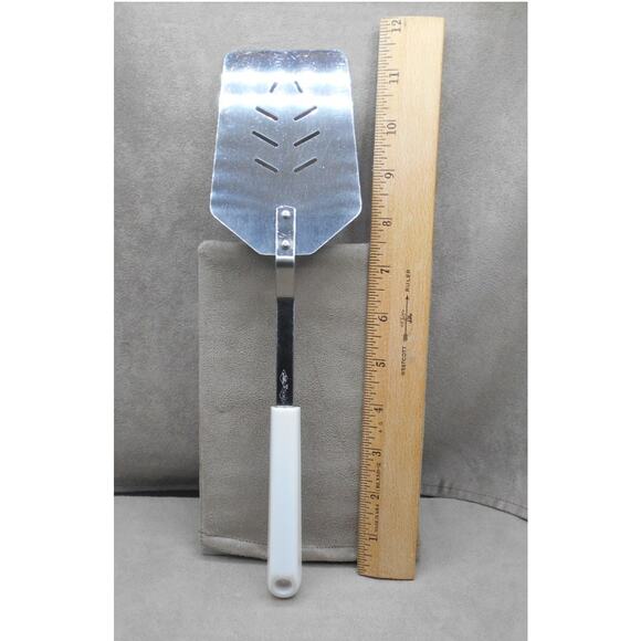 Vintage Ace Stainless Steel Slotted Spatula Flipper Turner Blue Hex Design USA - Picture 3 of 6